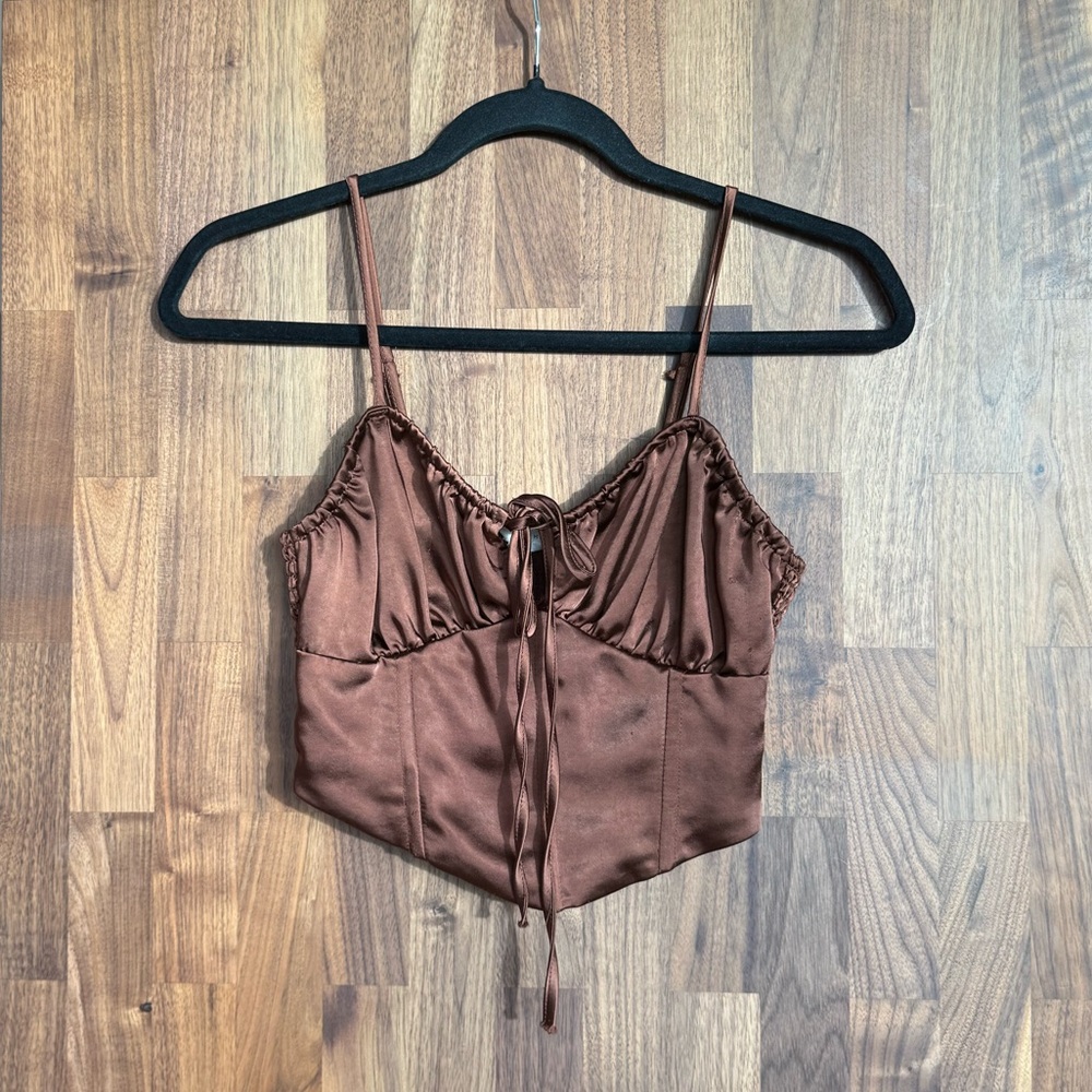 Brown Satin Corset Top- Pacsun LA Hearts
